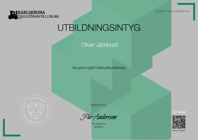 Utbildningsintyg - Fallskydd