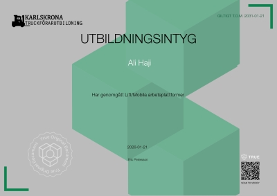 Utbildningsintyg - Lift