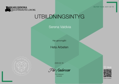 Utbildningsintyg - Heta arbeten