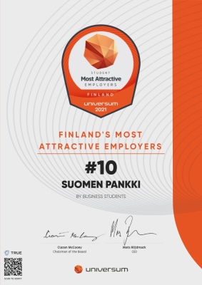 Universum - Recognition issued to Suomen Pankki by Universum, using TRUE  original documents.