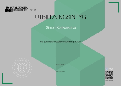 Utbildningsintyg - Travers