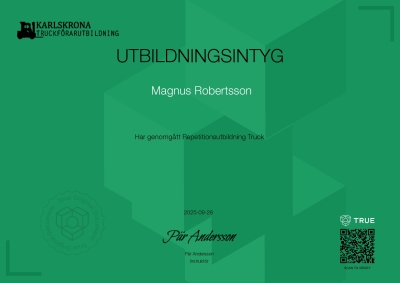 Utbildningsintyg - Truck