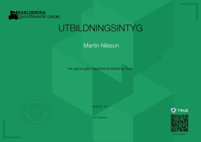 Utbildningsintyg - Truck