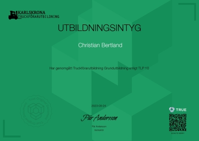 Utbildningsintyg - Truck