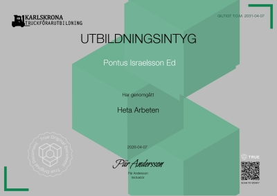 Utbildningsintyg - Heta arbeten