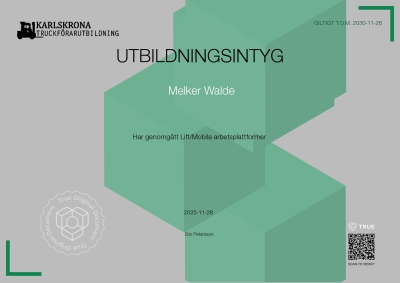 Utbildningsintyg - Lift