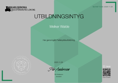 Utbildningsintyg - Fallskydd