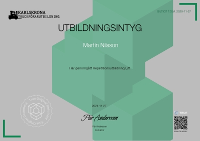 Utbildningsintyg - Lift
