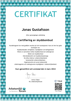 Certifikat skyddsombud