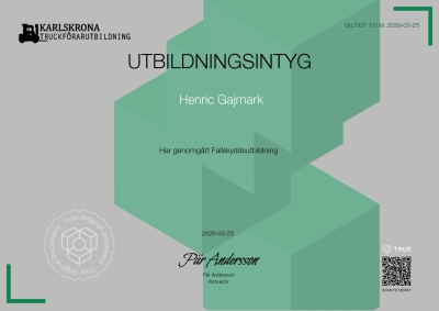 Utbildningsintyg - Fallskydd