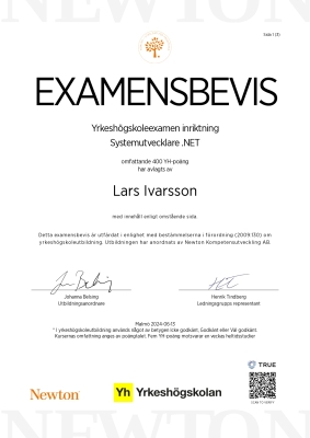 Examensbevis inom yrkesh&ouml;gskola