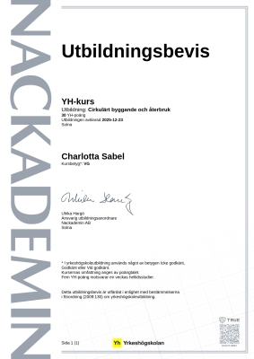 Utbildningsbevis YH-kurs