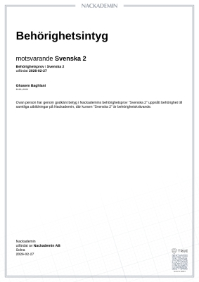 Beh&ouml;righetsintyg