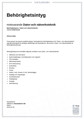 Beh&ouml;righetsintyg