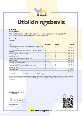 Utbildningsbevis - YH Akademin