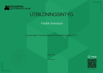 Utbildningsintyg - Truck