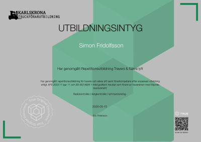 Utbildningsintyg - Travers