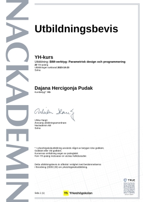 Utbildningsbevis YH-kurs