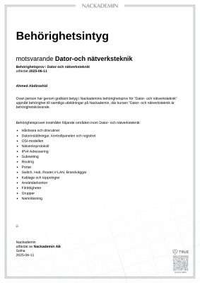 Beh&ouml;righetsintyg