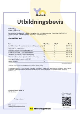 Utbildningsbevis - YH Akademin