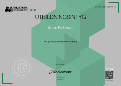Utbildningsintyg - Fallskydd