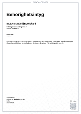 Beh&ouml;righetsintyg