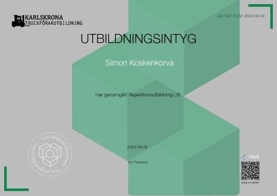 Utbildningsintyg - Lift